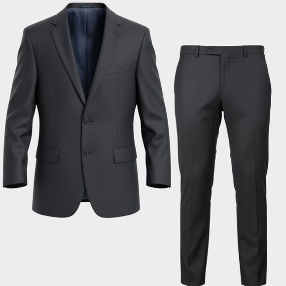 MANTONI Mens 2 Piece Suit Two Button Blazer Jacket 40R Pant 34Wx29L WOOL Gray
